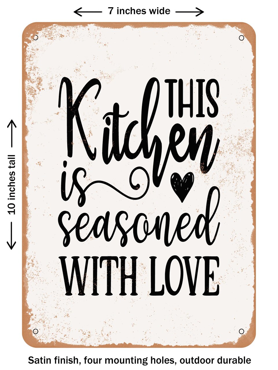 DECORATIVE METAL SIGN - This Kitchen is Seasoned With Love - 2 - Vintage Rusty Look